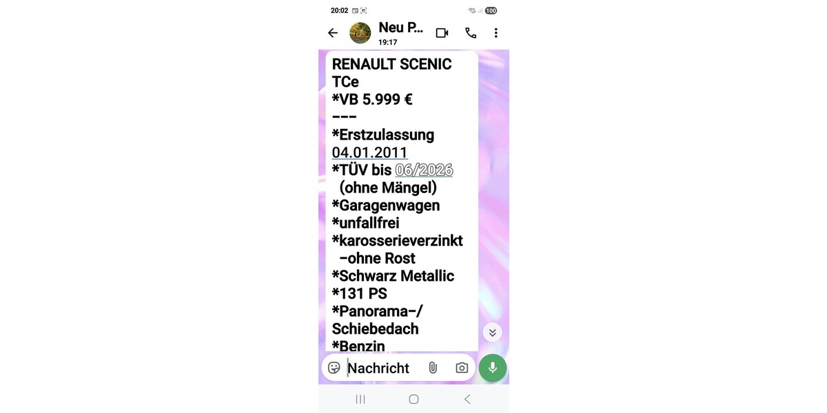 Renault Scenic 58.000 km 5.800 € Böblingen 71032