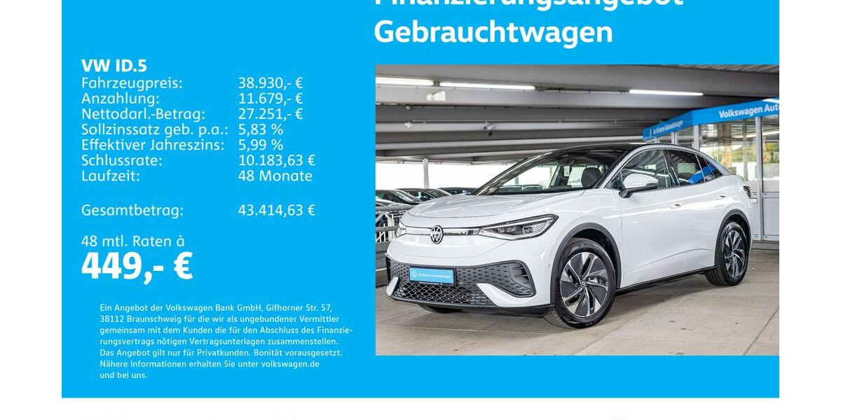 VW ID.5 14.036 km 37.330 € Stuttgart-Wangen 70188