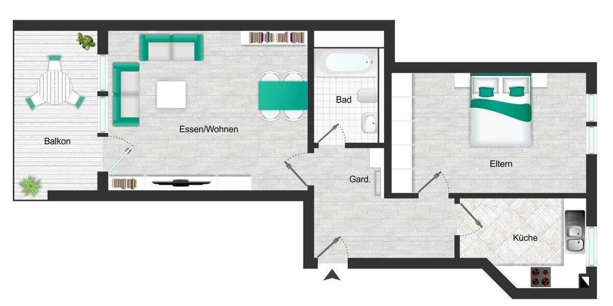 Etagenwohnung Böblingen Dagersheim - 2 Zimmer, 58 m&sup2;, 245.000&euro; | Angebot:25770719