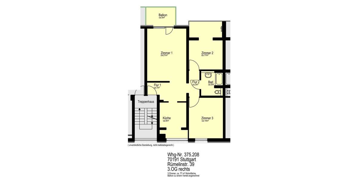 Etagenwohnung Stuttgart Stuttgart-Nord - 3 Zimmer, 86 m&sup2;, 880&euro; | Angebot:26905446