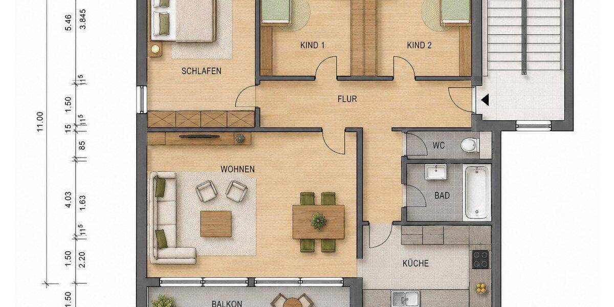 Etagenwohnung Ditzingen - 3 Zimmer, 80 m&sup2;, 339.000&euro; | Angebot:26866302