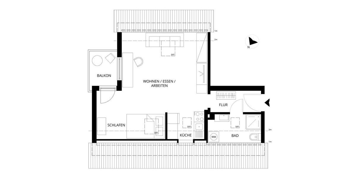 Dachgeschoßwohnung Ostfildern - 1.5 Zimmer, 39 m&sup2;, 695&euro; | Angebot:26235872
