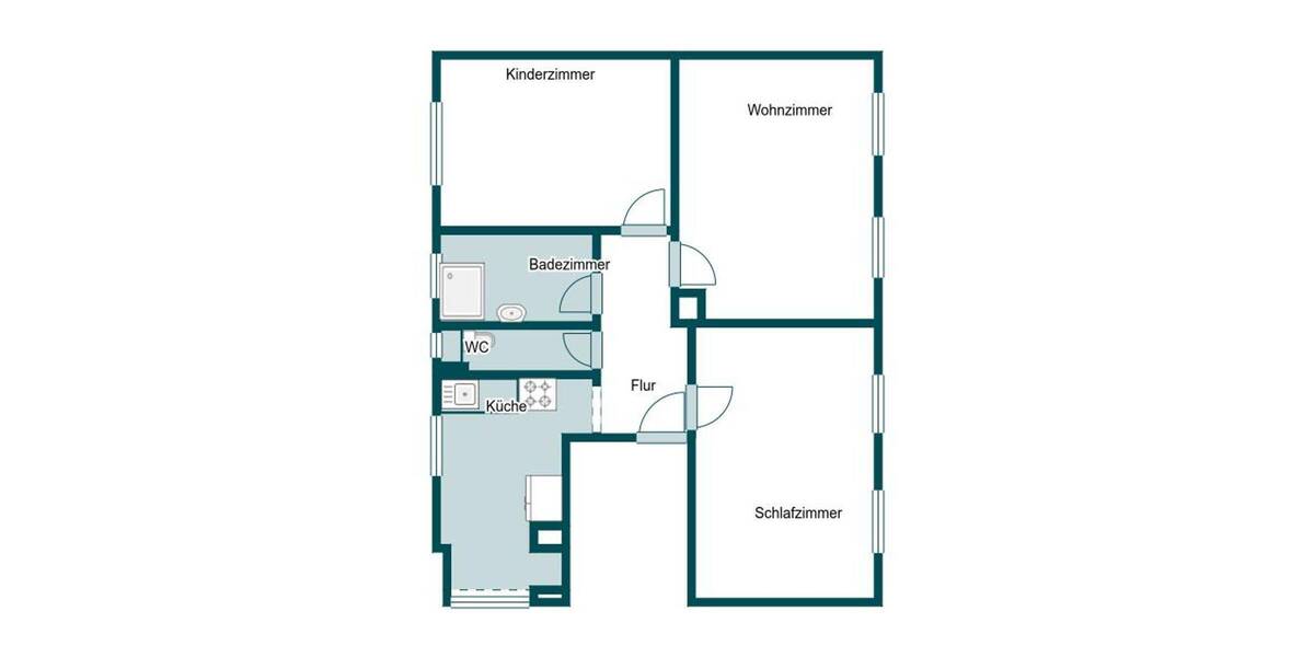 Etagenwohnung Stuttgart Feuerbach - 3 Zimmer, 79 m&sup2;, 299.000&euro; | Angebot:26157755