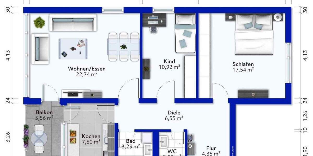 Etagenwohnung Möglingen - 3 Zimmer, 75 m&sup2;, 247.000&euro; | Angebot:25706119
