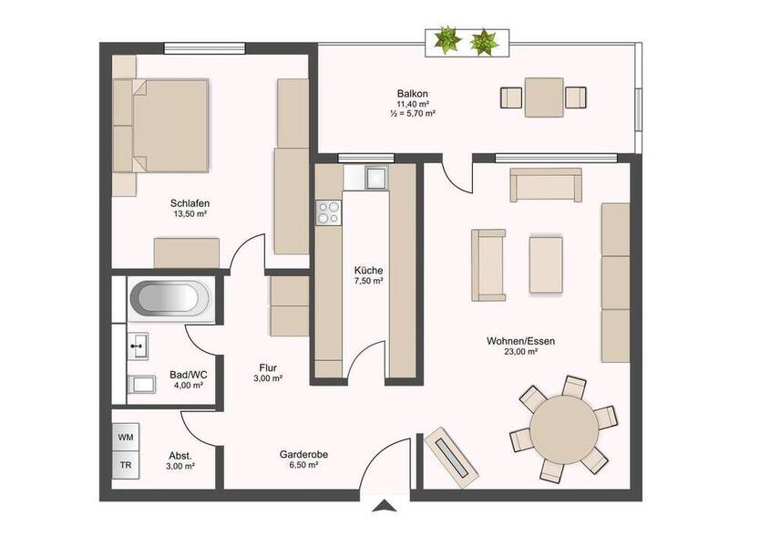 2-Zimmer-Wohnung mit Balkon und Tiefgaragenplatz