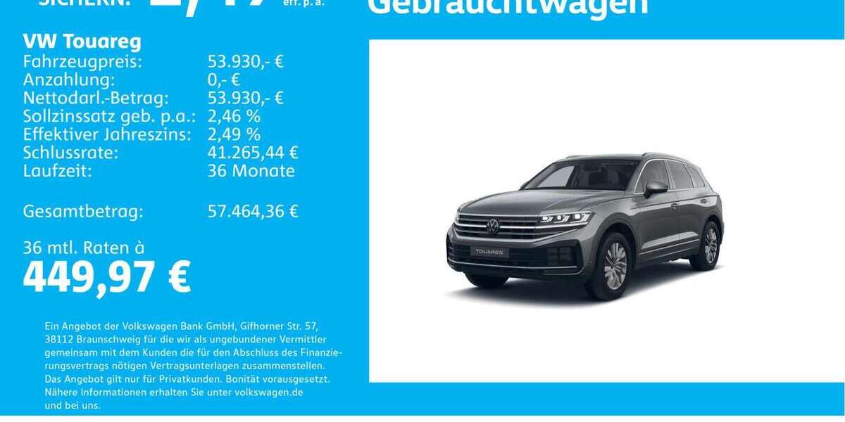 VW Touareg 18.092 km 53.930 &euro; Stuttgart 70469