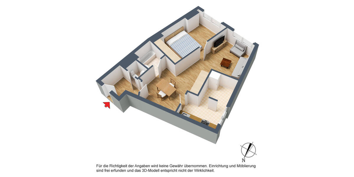 Etagenwohnung Stuttgart Rot - 2 Zimmer, 59 m&sup2;, 900&euro; | Angebot:26275579