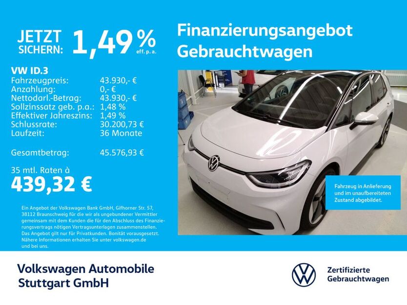 VW ID.3 11.813 km 43.930 € Stuttgart-Feuerbach 70469