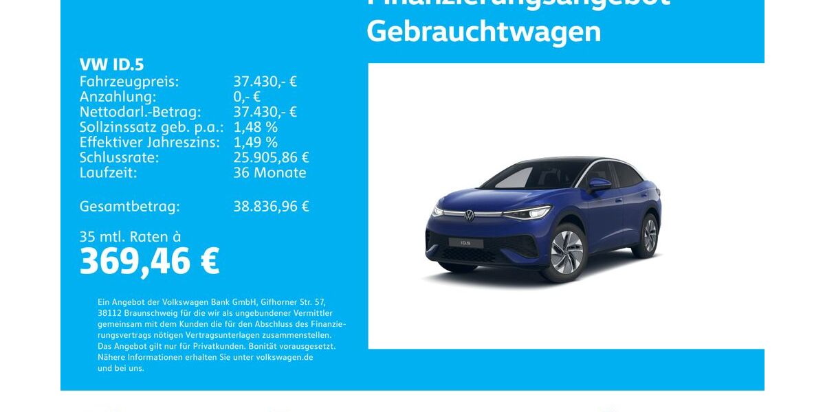 VW ID.5 6.992 km 38.430 &euro; Stuttgart-Wangen 70188