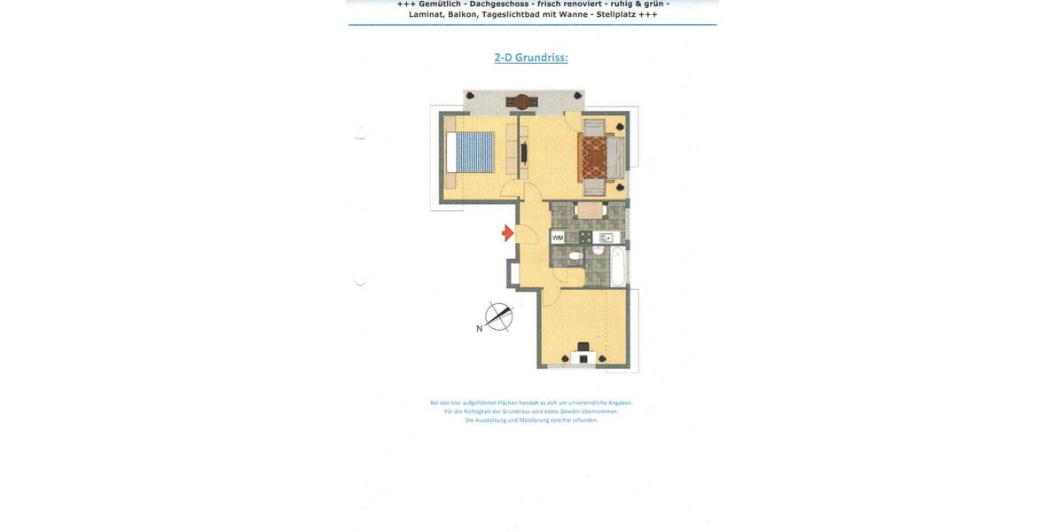 Dachgeschoßwohnung Stuttgart Neuwirtshaus - 3 Zimmer, 67 m&sup2;, 800&euro; | Angebot:26320176