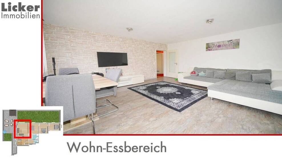 * Gartengeschoss-Whg. mit 130m² Terrassen- und Gartenfläche.