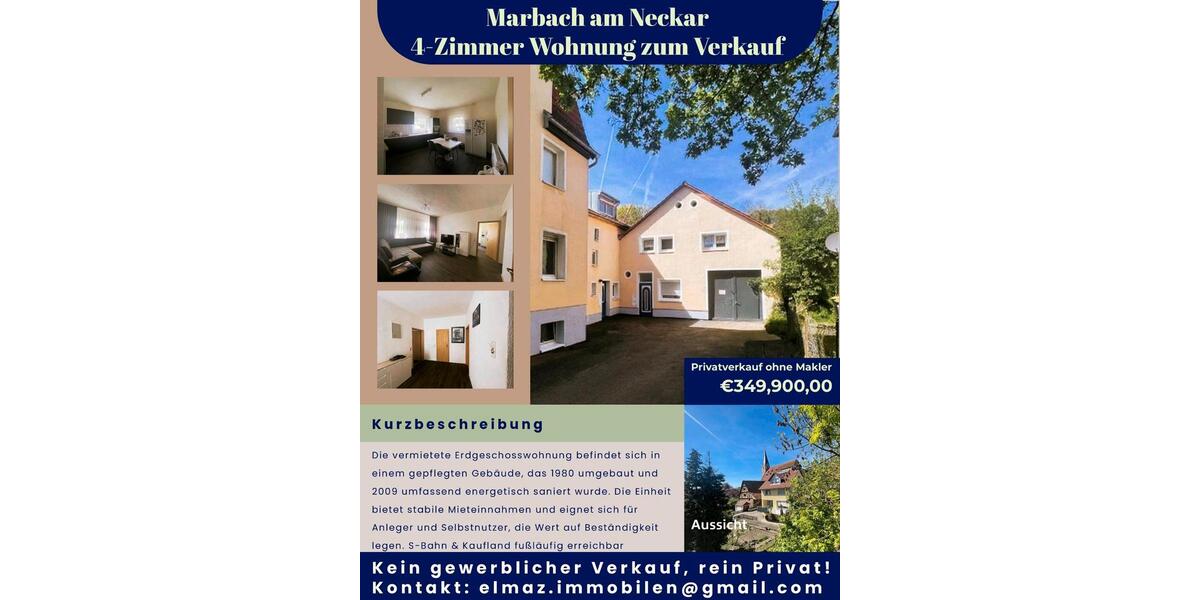 Erdgeschoßwohnung Marbach am Neckar - 4 Zimmer, 99 m&sup2;, 349.900&euro; | Angebot:26534039