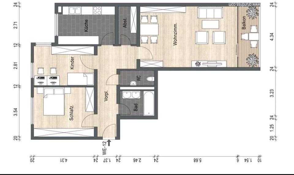 Etagenwohnung Waiblingen Beinstein - 3.5 Zimmer, 92 m&sup2;, 369.000&euro; | Angebot:26447791