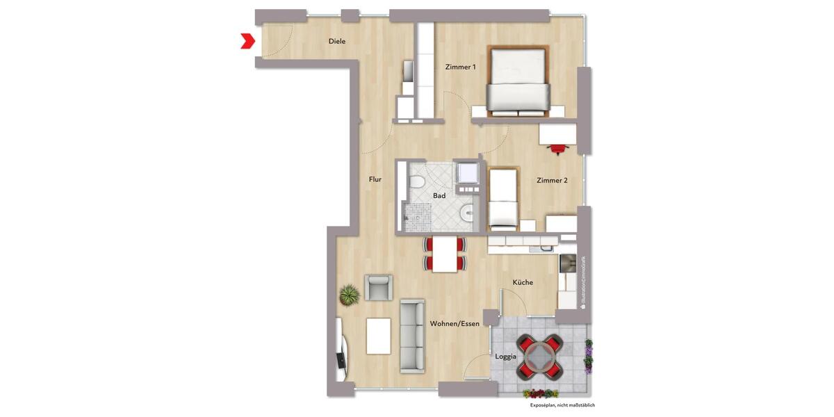 Dachgeschoßwohnung Leonberg - 3 Zimmer, 80 m&sup2;, 1.691&euro; | Angebot:23643520