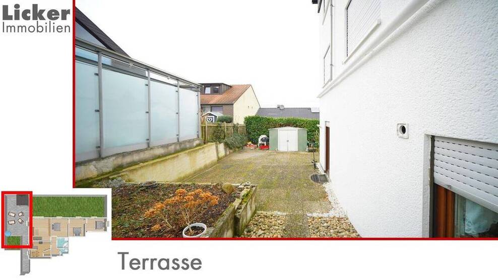 * Gartengeschoss-Whg. mit 130m² Terrassen- und Gartenfläche.