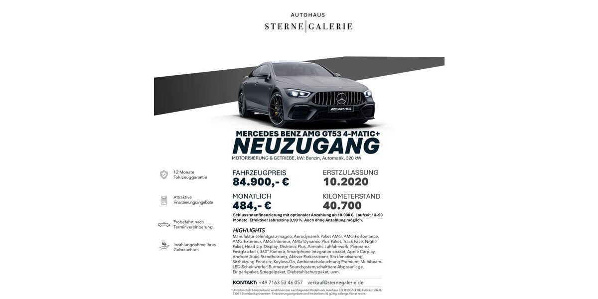 Mercedes-Benz AMG GT 40.700 km 84.900 € Ebersbach an der Fils 73061