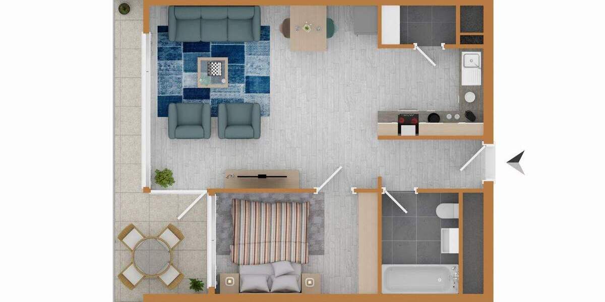 Helle 1,5-Zimmer-Wohnung mit Balkon und Stellplatz 1 zimmer