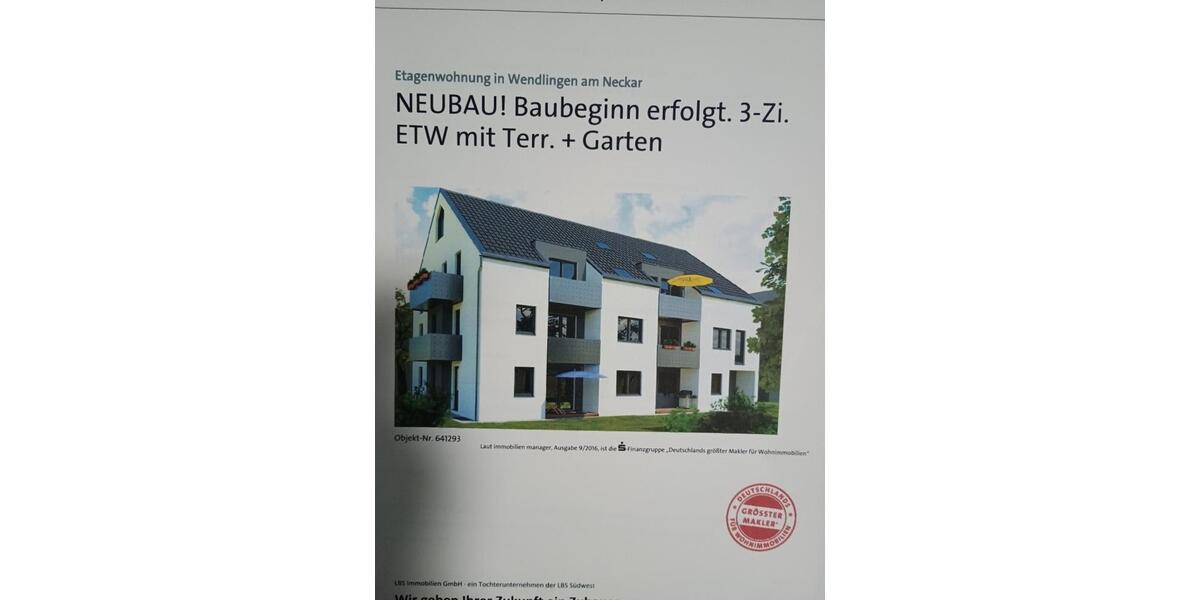 Erdgeschoßwohnung Wendlingen am Neckar - 3.5 Zimmer, 83 m&sup2;, 460.000&euro; | Angebot:25543104