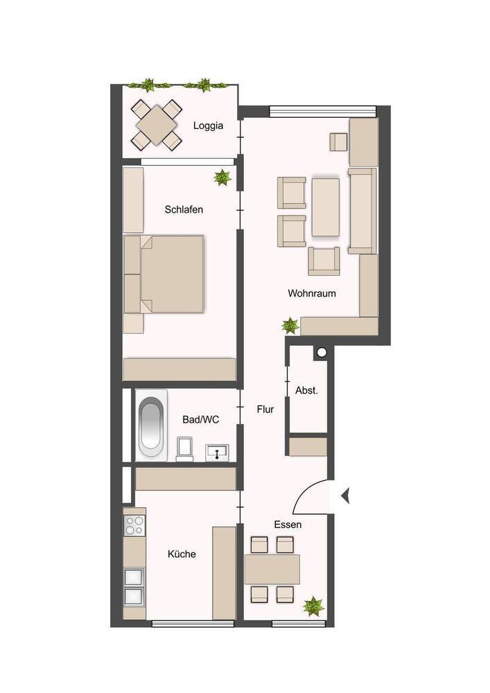 Attraktive 2-Zimmer-Wohnung mit 64 m² in zentraler Lage von Eglosheim