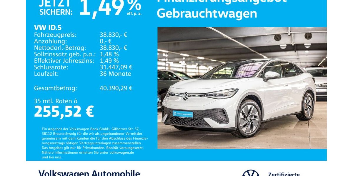 VW ID.5 13.738 km 38.830 € Stuttgart-Feuerbach 70469