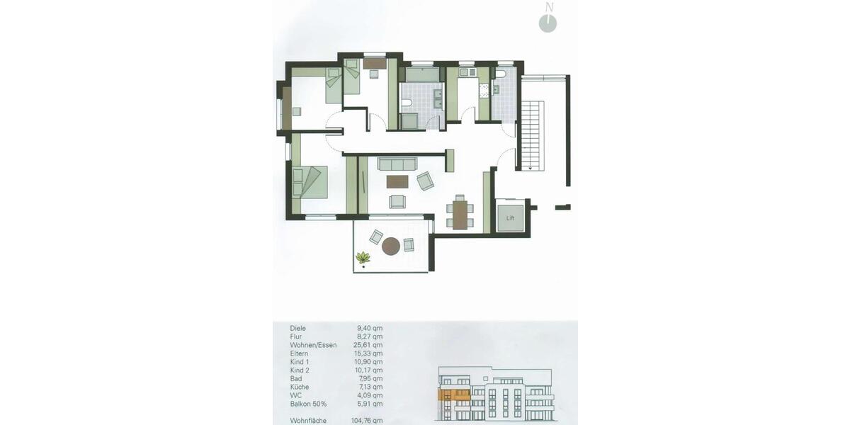 Etagenwohnung Leinfelden-Echterdingen Echterdingen - 4 Zimmer, 105 m&sup2;, 1.750&euro; | Angebot:26516359