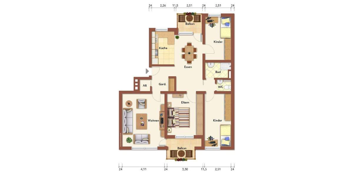 Etagenwohnung Besigheim - 4 Zimmer, 92 m&sup2;, 349.000&euro; | Angebot:25732771