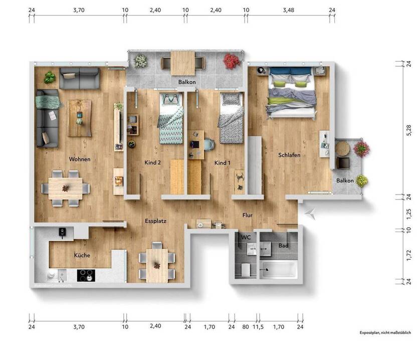 Familienfreundlich & einladend: 4,5 Zimmer mit Balkon und Garage