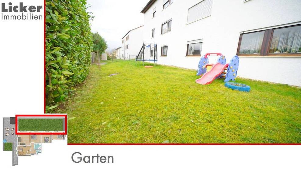 * Gartengeschoss-Whg. mit 130m² Terrassen- und Gartenfläche.