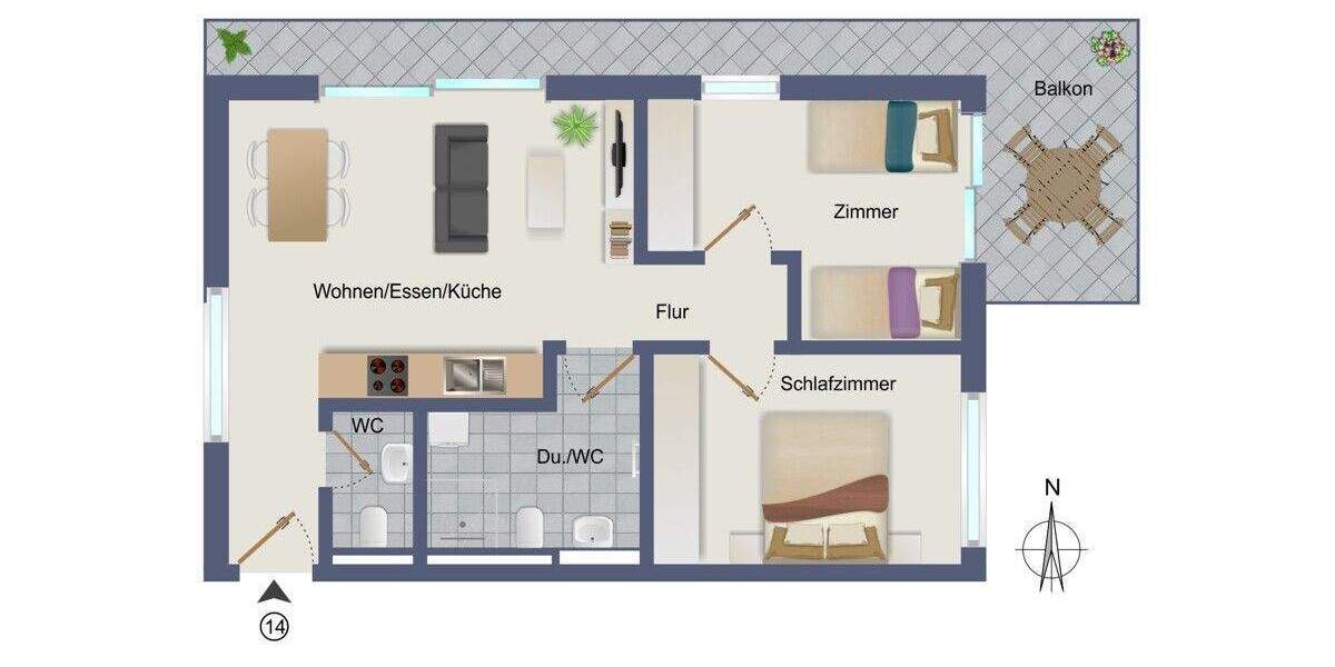 Etagenwohnung Asperg - 3 Zimmer, 63 m&sup2;, 426.900&euro; | Angebot:24041562