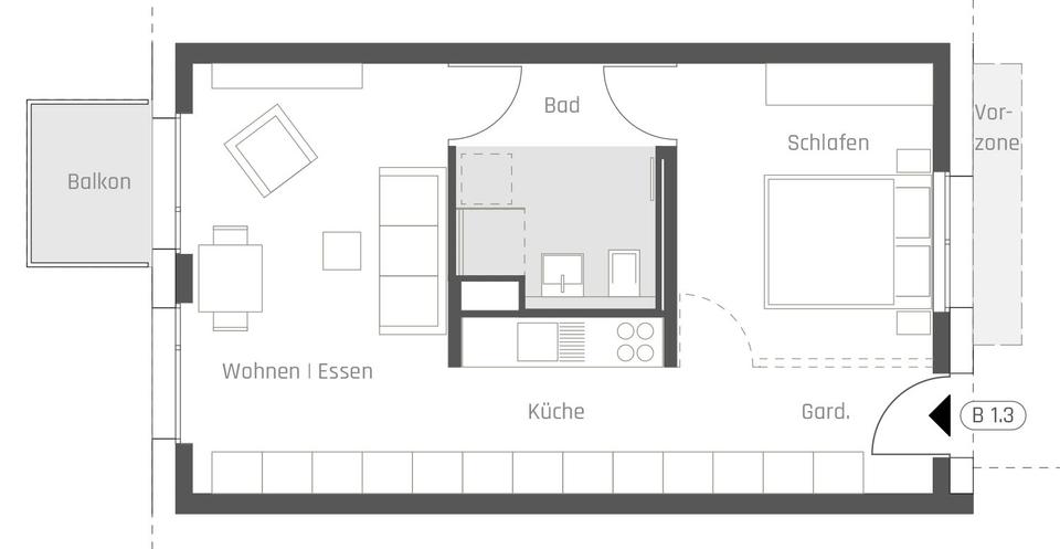Etagenwohnung Weissach - 2.5 Zimmer, 45 m&sup2;, 843&euro; | Angebot:26492684