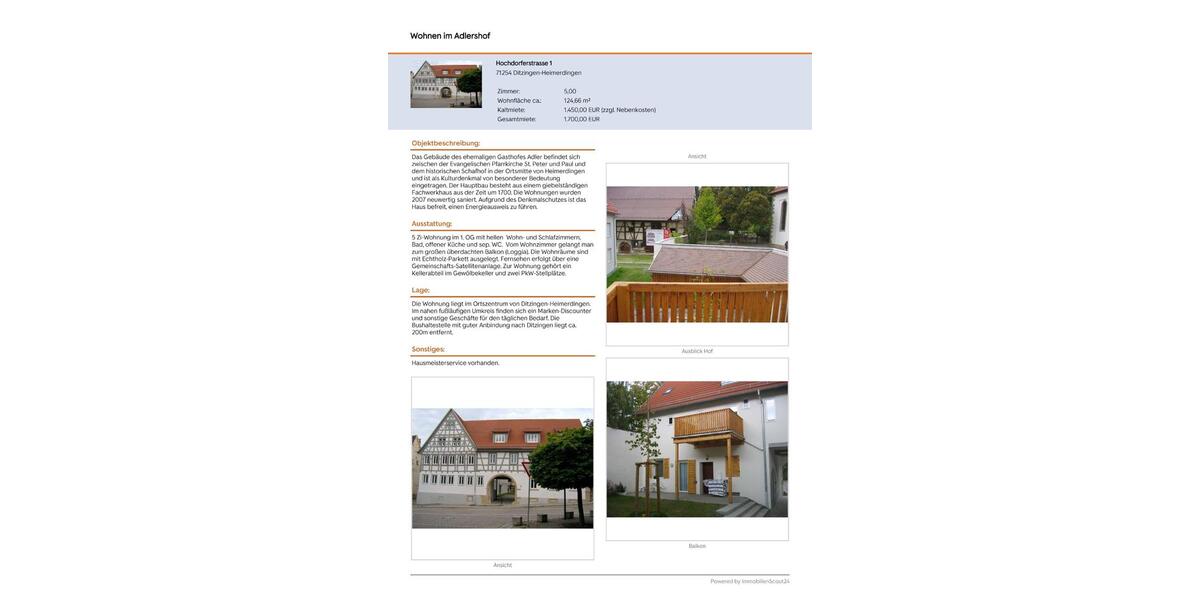 Etagenwohnung Ditzingen - 5 Zimmer, 124 m&sup2;, 1.450&euro; | Angebot:25648731