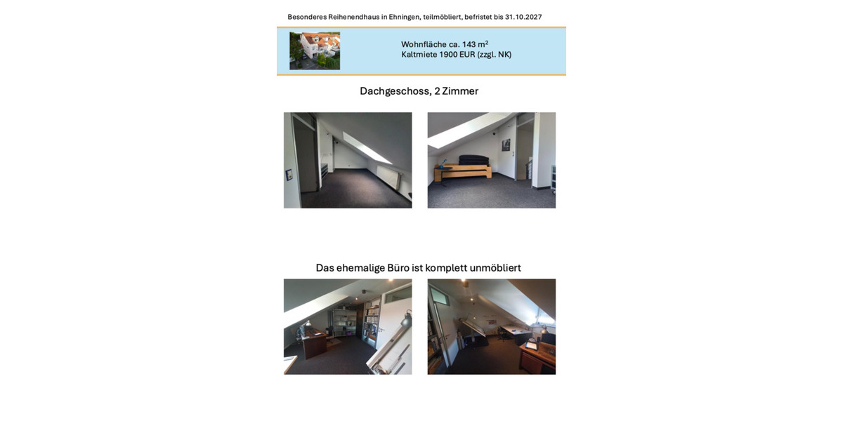 Reihenhaus Ehningen - 5 Zimmer, 143 m&sup2;, 1.900&euro; | Angebot:24645863