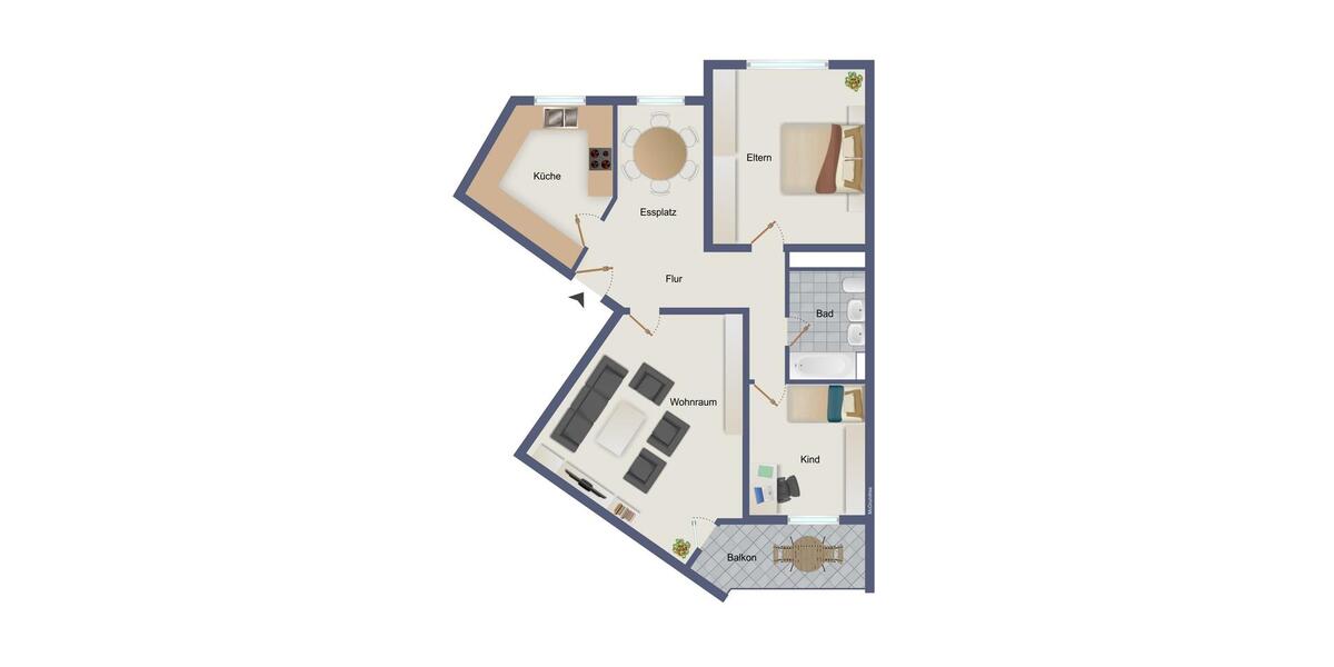Etagenwohnung Böblingen Dagersheim - 3 Zimmer, 80 m&sup2;, 1.150&euro; | Angebot:25053760