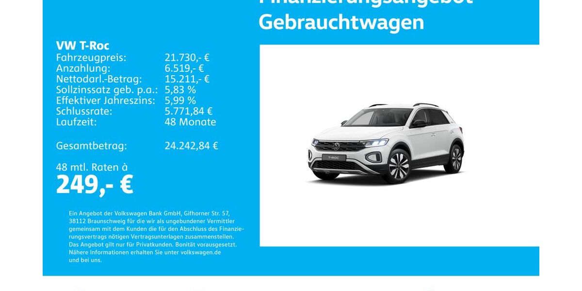 VW T-Roc 24.856 km 20.930 &euro; Stuttgart-Wangen 70188