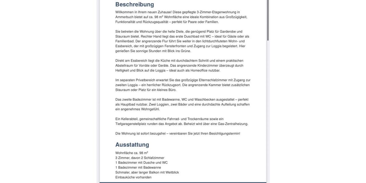 Etagenwohnung Tübingen - 3 Zimmer, 98 m&sup2;, 1.300&euro; | Angebot:24840702