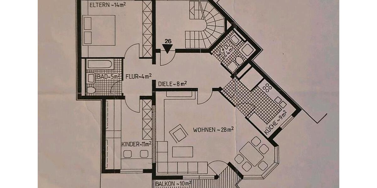 Etagenwohnung Stuttgart Botnang - 3.5 Zimmer, 90 m&sup2;, 475.000&euro; | Angebot:26992986