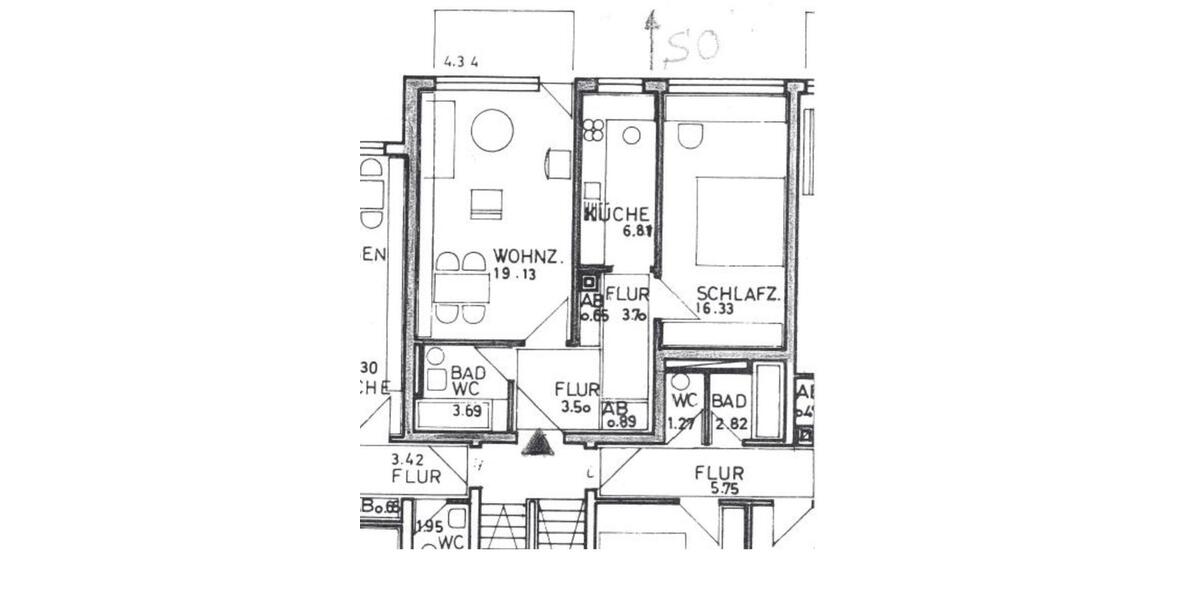 Erdgeschoßwohnung Stuttgart Luginsland - 2 Zimmer, 56 m&sup2;, 800&euro; | Angebot:26589581