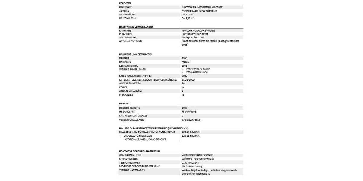 Etagenwohnung Ostfildern Scharnhauser Park - 5 Zimmer, 112 m&sup2;, 495.000&euro; | Angebot:25799375