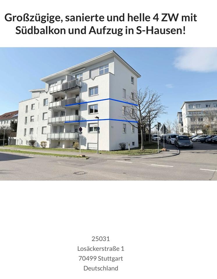 Grozügige, sanierte 4 Zimmer Wohnung, 93qm Südseite in S-Hausen!
