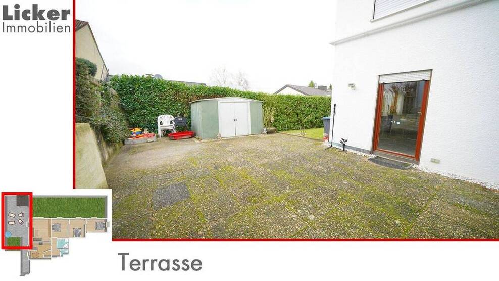 * Gartengeschoss-Whg. mit 130m² Terrassen- und Gartenfläche.