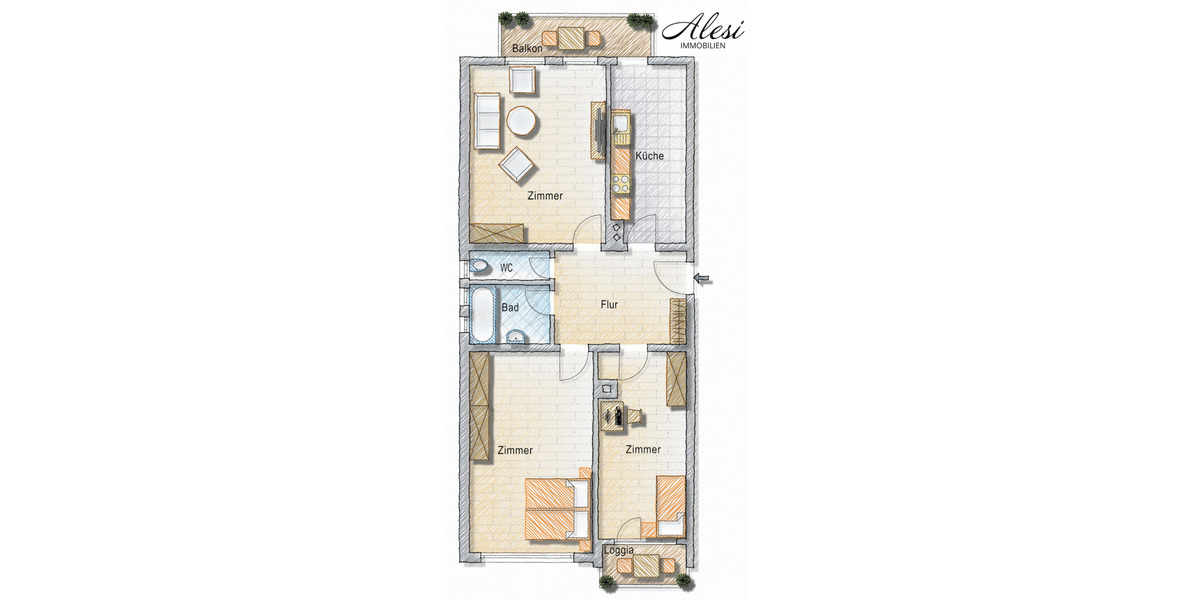 Etagenwohnung Stuttgart Süd - 3 Zimmer, 80 m&sup2;, 360.000&euro; | Angebot:25726987
