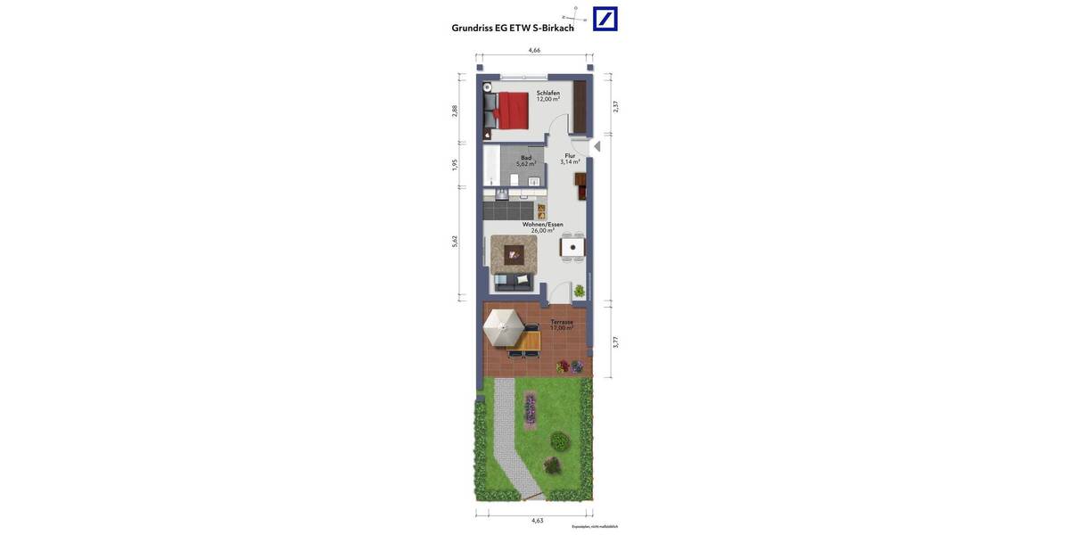 Etagenwohnung Stuttgart Birkach - 2 Zimmer, 52 m&sup2;, 198.880&euro; | Angebot:26788417