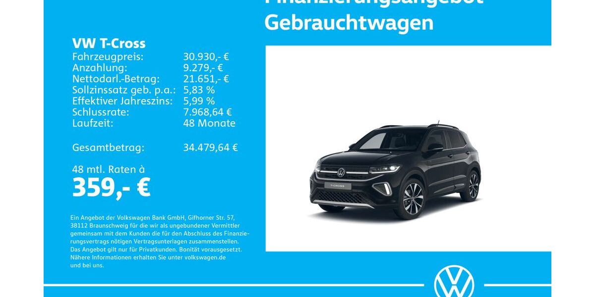 VW T-Cross 1.505 km 30.930 &euro; Stuttgart-Wangen 70188