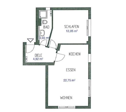 Etagenwohnung Esslingen am Neckar Oberesslingen - 2 Zimmer, 44 m&sup2;, 560&euro; | Angebot:26278569