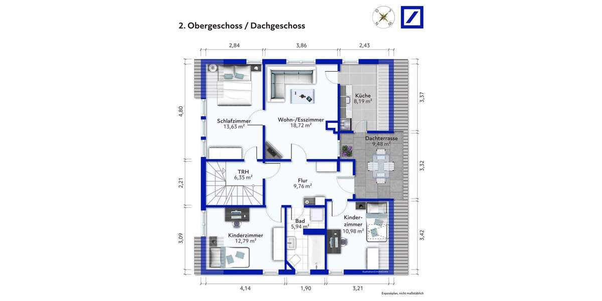 Etagenwohnung Esslingen Krummenacker - 4 Zimmer, 75 m&sup2;, 270.000&euro; | Angebot:23986998