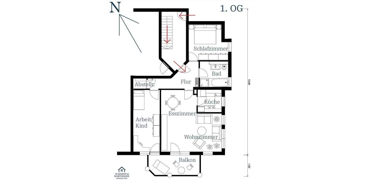 Etagenwohnung Sindelfingen Maichingen - 3 Zimmer, 77 m&sup2;, 330.000&euro; | Angebot:24438868