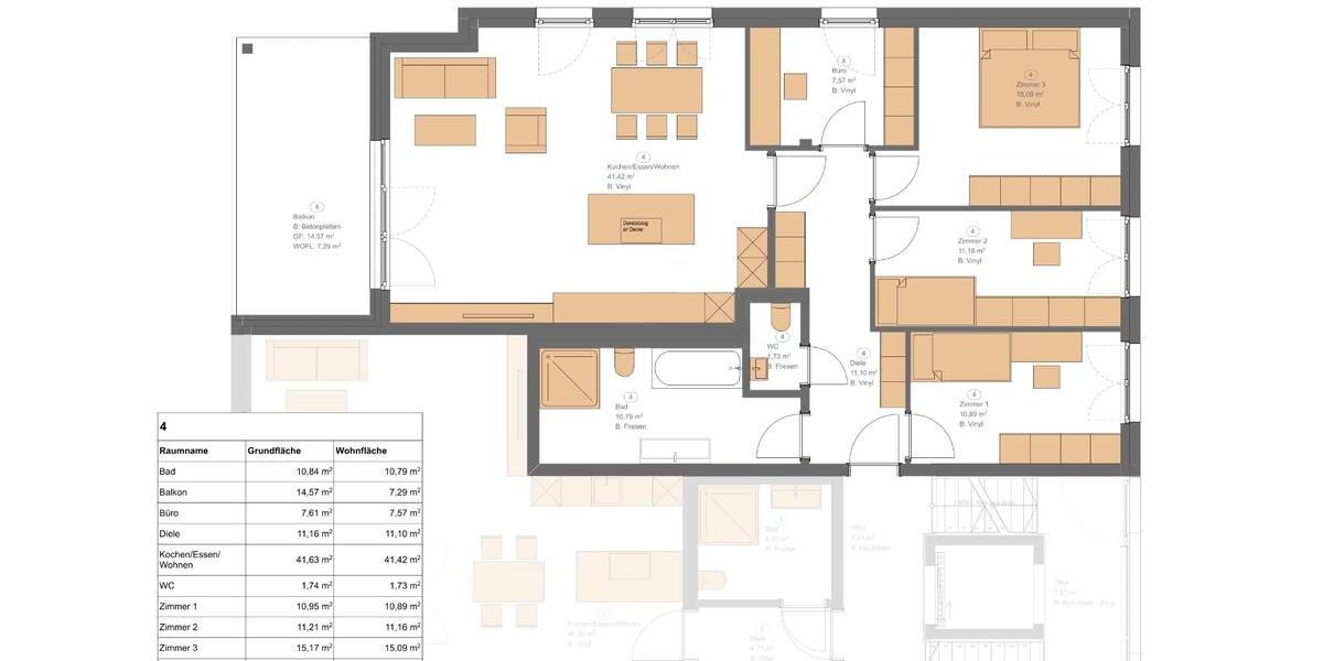 Etagenwohnung Filderstadt - 5 Zimmer, 117 m&sup2;, 1.750&euro; | Angebot:26330022