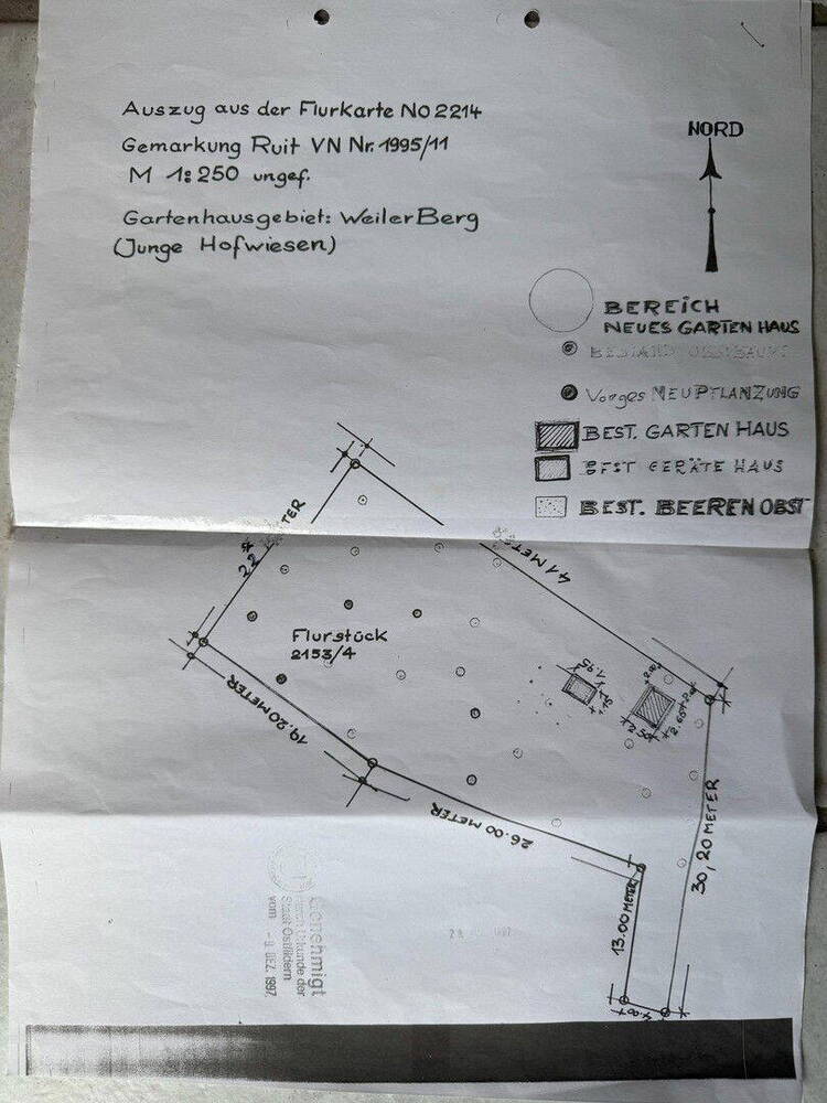 Gartengrundstück in Ostfildern - Ruit mit 9,9 a zu verkaufen
