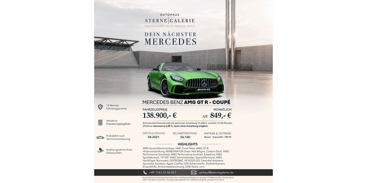 Mercedes-Benz AMG GT R 56.114 km 138.900 &euro; Ebersbach an der Fils 73061