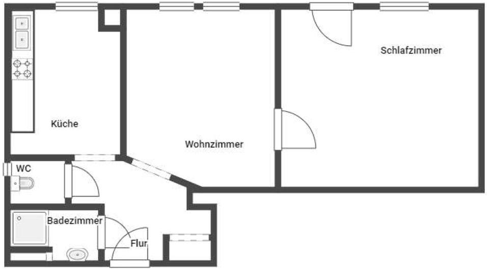 Etagenwohnung Stuttgart Feuerbach - 2 Zimmer, 41 m&sup2;, 950&euro; | Angebot:26226748